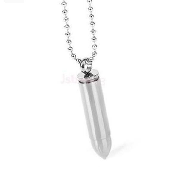 STAINLESS STEEL PILL CASE/ASH URN BULLET NECKLACE - Picture 5 of 6